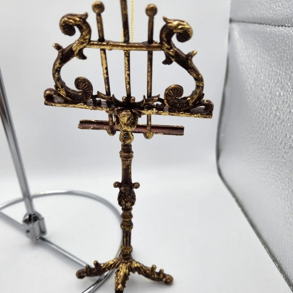 Christmas Ornament, Set of 2 music stands, Gold - Picture 5 of 8